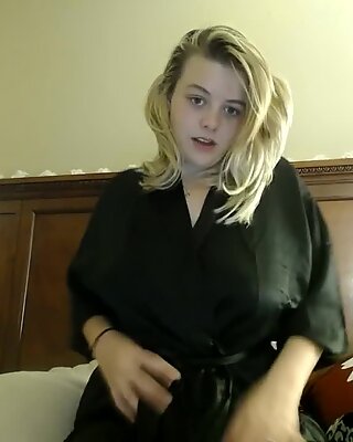 sexy blonde satin robe joi