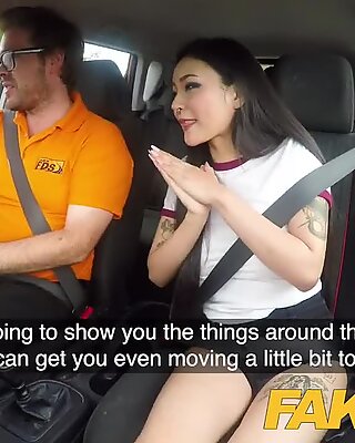 Fake Driving School Sexy Japanese Rae Lil Black hot for instructors cock